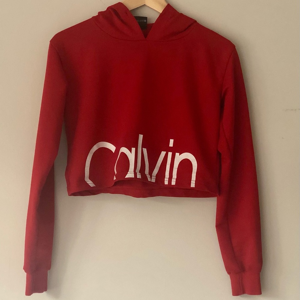 Calvin Klein Red Long Sleeve Crop Top